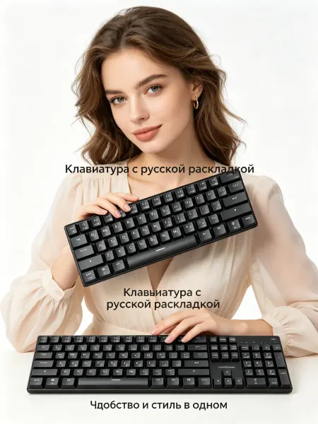 Черная механическая клавиатура 61 клав