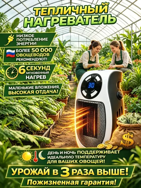Обогреватель для овощей в теплице, быстрый нагрев
