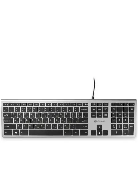 OKLICK Клавиатура проводная компьютерная 890S серый черный USB