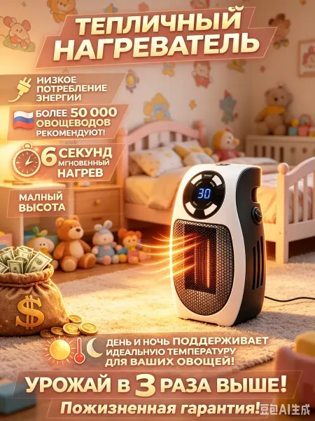 Обогреватель для теплицы, быстрый нагрев и стабильность