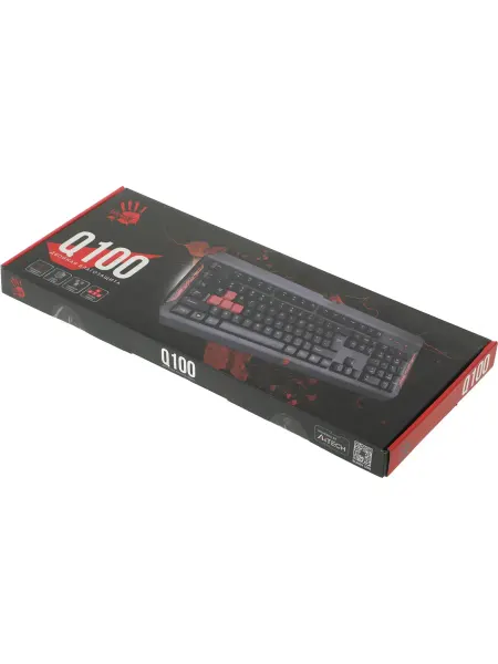 A4TECH Клавиатура проводная компьютерная Q100 черный USB for gamer