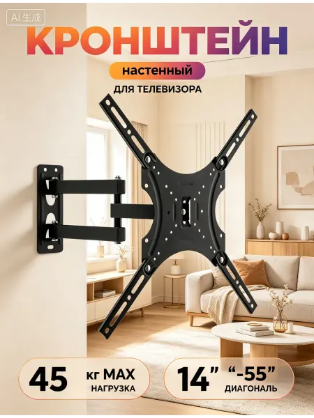 ASSEN Кронштейн для телевизора поворотная рука VESA 14-55