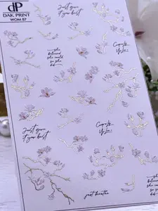 Наклейки для ногтей слайдеры Цветы и надписи