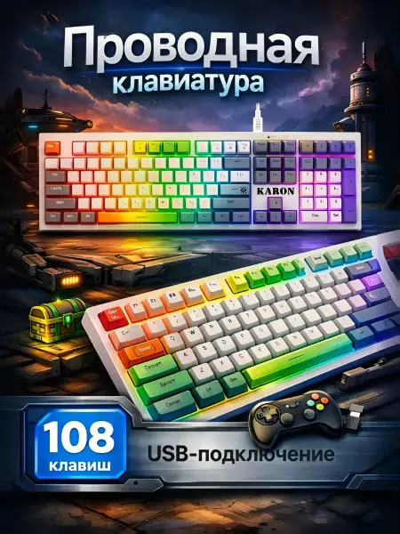 DEFENDER Игровая клавиатура с RGB подсветкой Karon