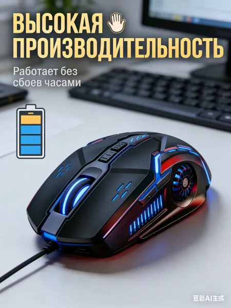 GloMart Мышь компьютерная игровая с подсветкой тихая