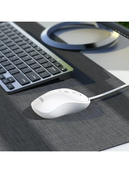 HOCO Мышь компьютерная проводная GM13 USB белая, мышка