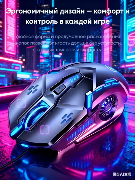 Homeets Мышь компьютерная проводная для ноутбука оптическая