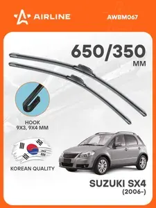 Щетки стеклоочистителя для Suzuki SX4 (2006-) 650/350мм 2 шт бескаркасные PREMIUM / Дворники автомобильные Сузуки ЭСИКС 4 AIRLINE AWBM067