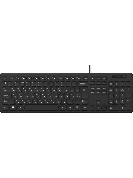 OKLICK Клавиатура проводная K733 черный USB slim Multimedia кабель