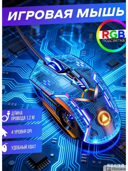 Logitech TM Мышь компьютерная игровая с подсветкой