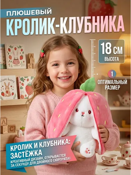 MAXITOYS Игрушка антистресс кролик клубника мягкая