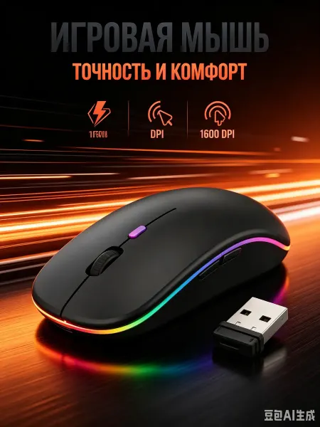 Redragon Мышь беспроводная бесшумная с подсветкой