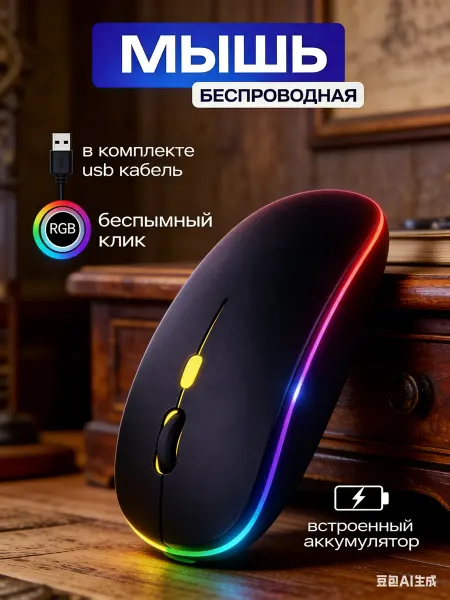 RUOMI Мышь беспроводная компьютерная бесшумная