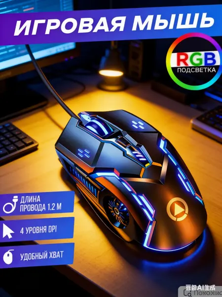 RUOMI Мышь компьютерная игровая проводная