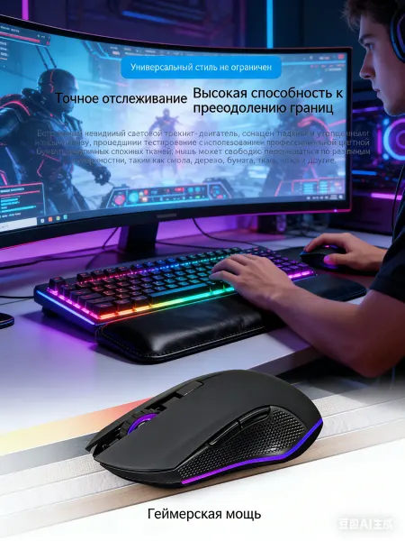 SONNEN Мышь беспроводная бесшумная с аккумулятором и подсветкой