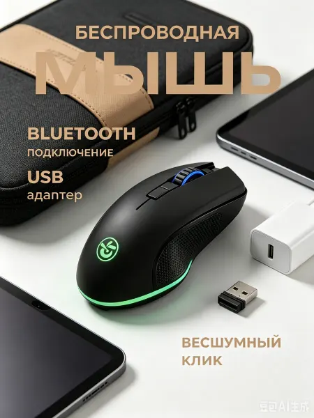 SONNEN Мышка беспроводная компьютерная для ноутбука