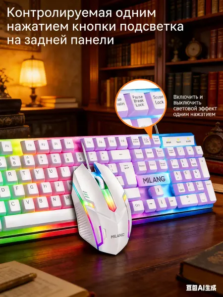 SONNEN Клавиатура игровая проводная с подсветкой водонепроницаемая