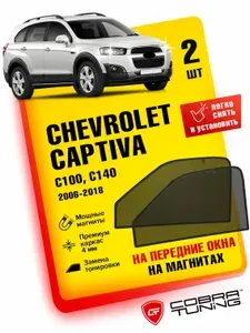 Каркасные шторки, сетки на магнитах для автомобиля Chevrolet Captiva C100, C140 (Шевроле Каптива с100,с140) 2006-2018, автошторки на передние боковые стекла окна, аксессуары Кобра Тюнинг - 2 шт.