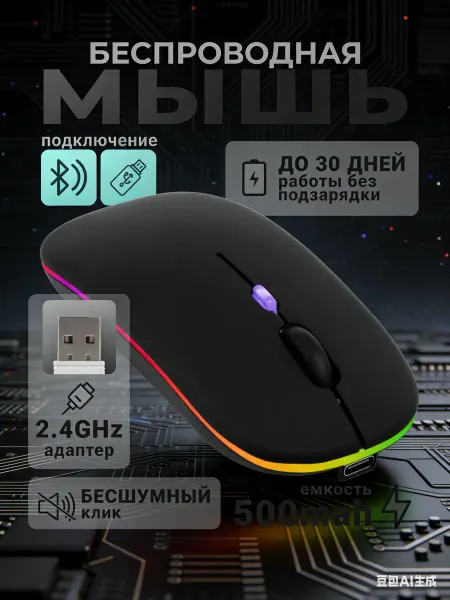 Гарнизон Мышь компьютерная беспроводная бесшумная