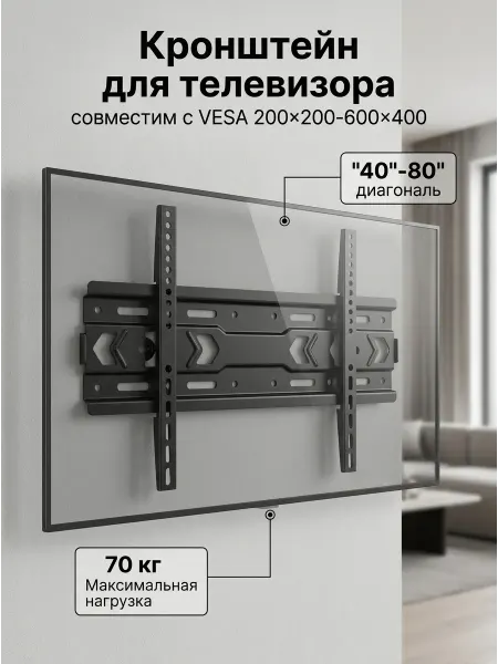 Кронштейн для телевизора настенный усиленный для ТВ