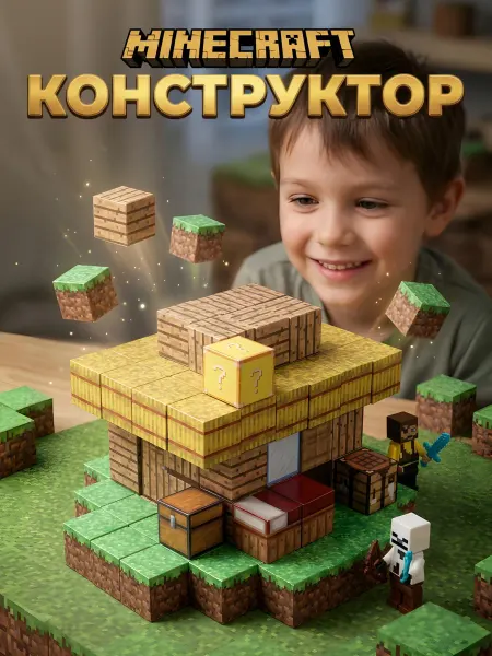 Volgman Магнитный конструктор Minecraft, 100 куб, избушка на лугу