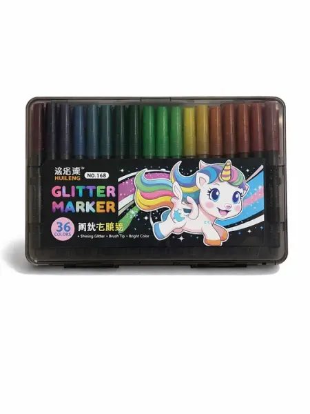 Фломастеры Glitter Marker Huilexing 168, 36 цветов