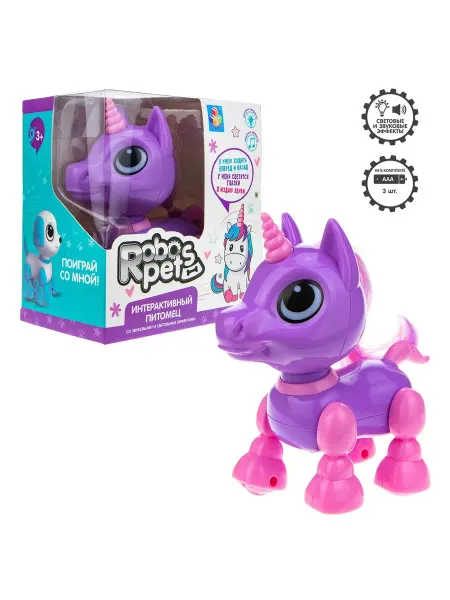 1TOY Игрушка интерактивная Robo Pets ''Робо-единорог''
