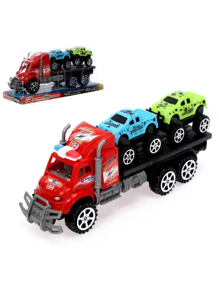 Funny Toys Грузовик инерционный "Автовоз", с 2 машинками, МИКС