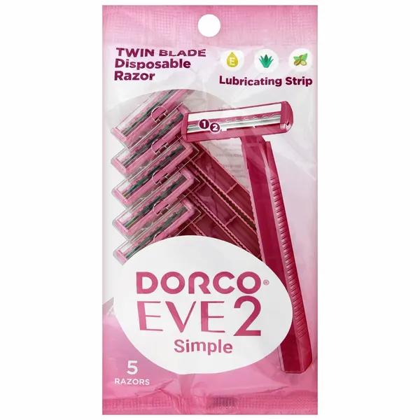 Dorco Женские бритвы одноразовые EVE2 Simple TG, 2-лезвийные, фикс. головка, увл. полоса (5 станков)