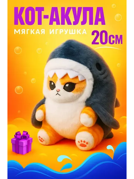 Guraba parfum Кот-Акула мягкая игрушка 20 см плюшевая антистресс