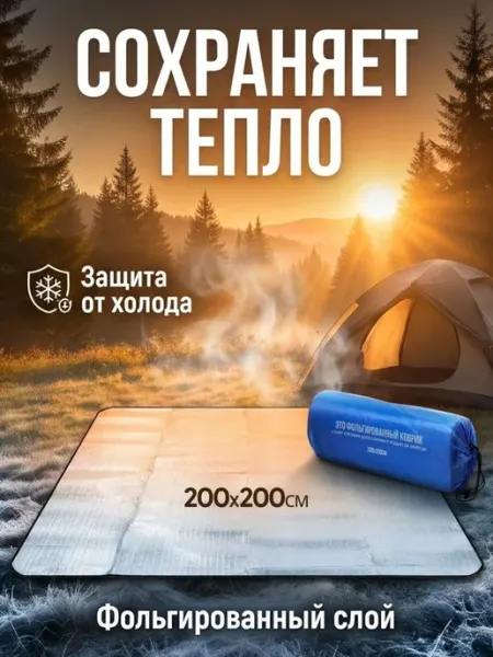Туристический Коврик фольгированный для палатки 200x200см