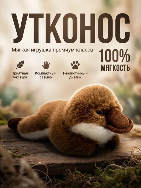 Игрушка мягкая утконос плюшевый обнимашка 25 см