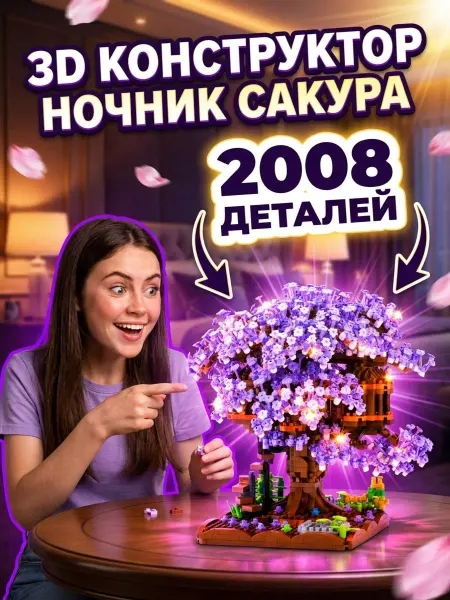 ALUTOYS 3д lego конструктор ночник цветы сакуры