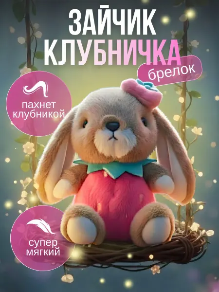 Home Alone - Детские игрушки Игрушка мягкая Зайка клубничка брелок