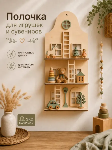 GreenWood Russia Полка в детскую, домик заготовка, монтессори
