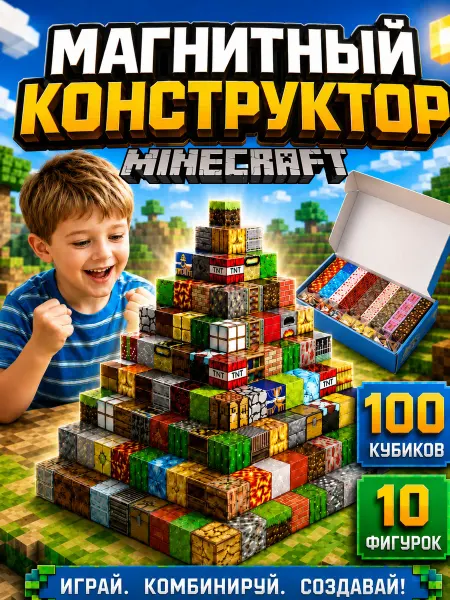 Конструктор магнитный Minecraft набор кубиков