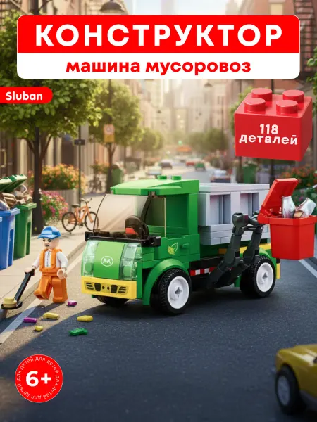 Sluban Конструктор блочный Машина для уборки мусора, мусоровоз