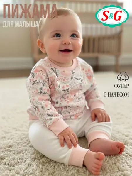 S&G Пижама для новорожденных с начесом теплая со штанами детская