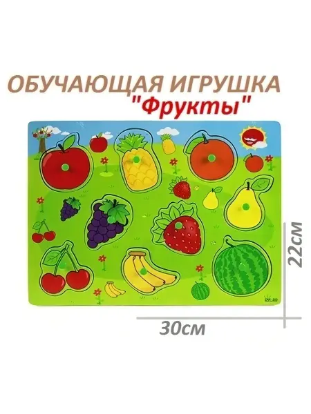 Развивающая обучающая рамка вкладыш Фрукты с держателями