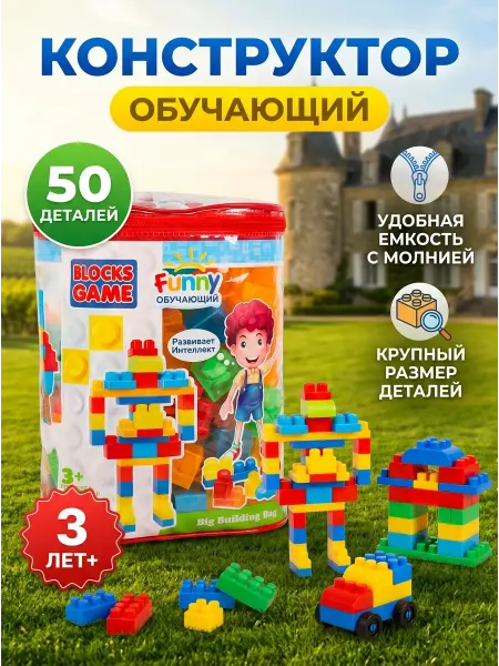 Кассон Обучающий конструктор крупные детали 50 шт для детей