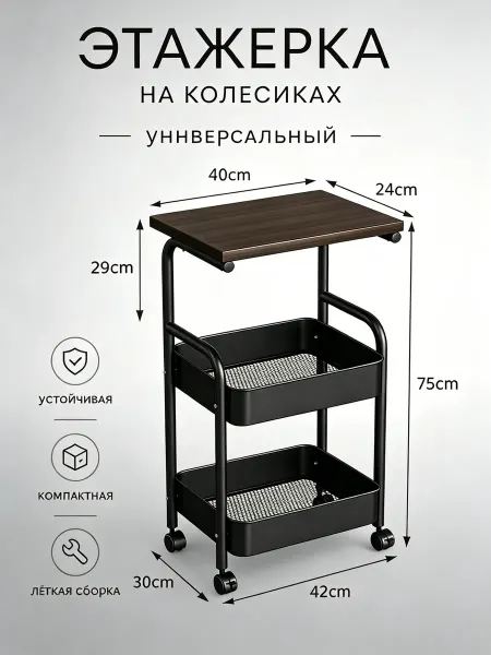 Металлическая этажерка на колесиках