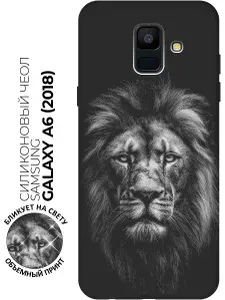 Силиконовый чехол на Samsung Galaxy A6 (2018) с принтом "Графическая мощь льва" матовый черный