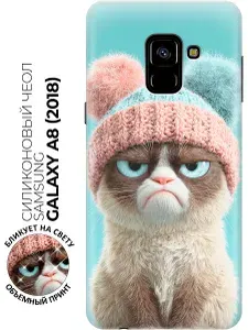 Силиконовый чехол на Samsung Galaxy A8 (2018) с принтом "Сердитый котик"