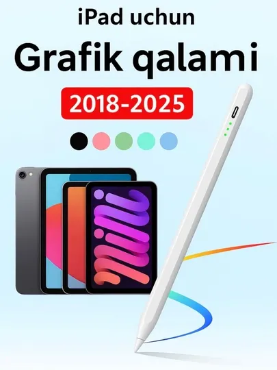 Стилус для iPad 2018-2025, магнитный, palm rejection, графический карандаш