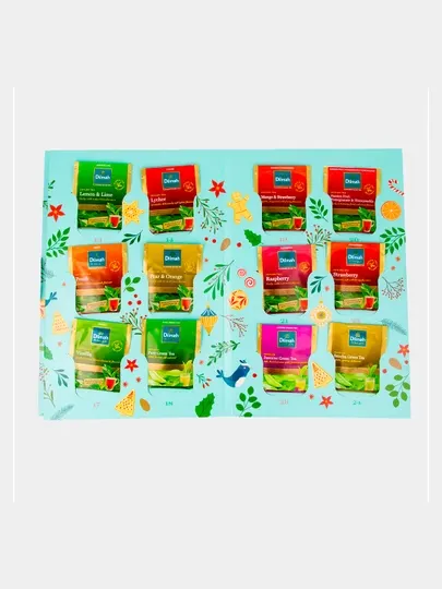 Подарочный набор чайных пакетиков Dilmah Advent Calendar Gift Pack, 20×2г + 4×1.5г, 46г