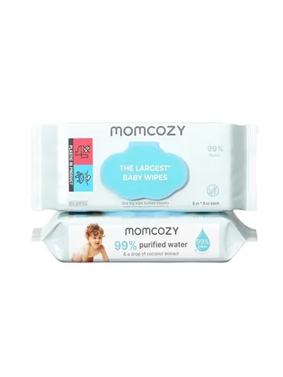 Детские влажные салфетки Momcozy 60 шт, 20×20 см, гипоаллергенные