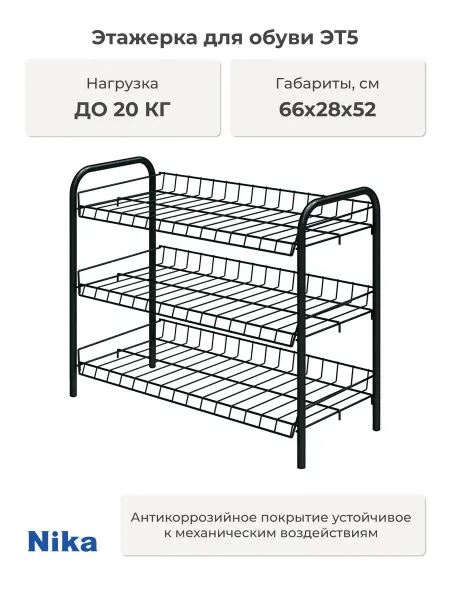 Nika Этажерка для обуви ЭТ5 (черный)