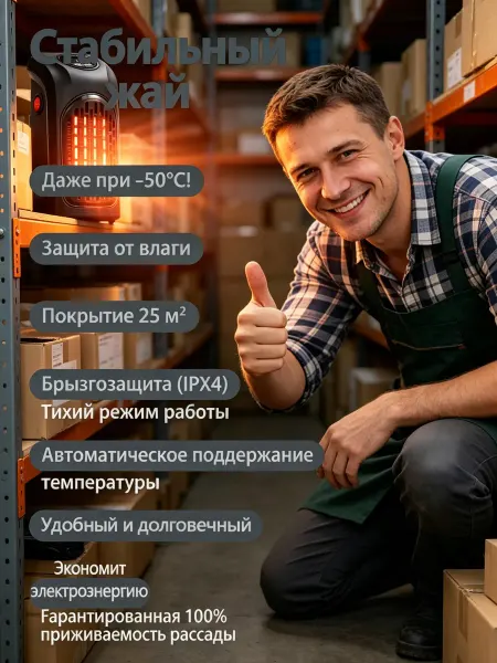Обогреватель для теплицы с пультом ДУ, удобный