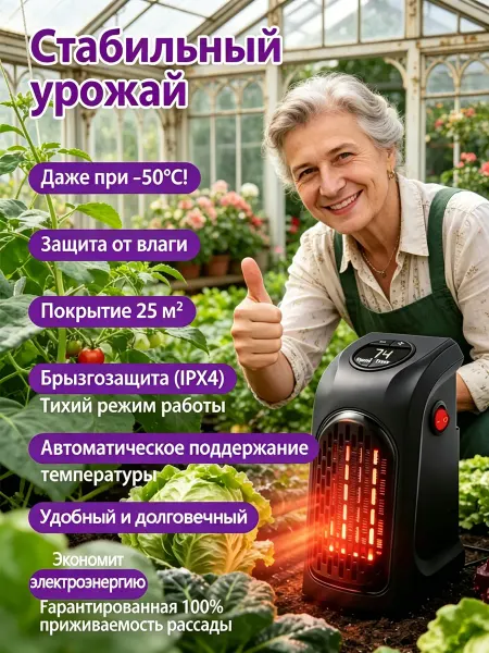 Обогреватель для теплицы, удвоенный урожай