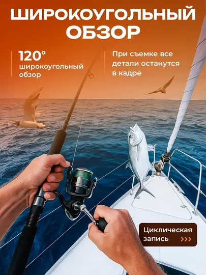 Магнитная мини экшн-камера Full HD 1080p Wi-Fi, карта 32 ГБ, крепления